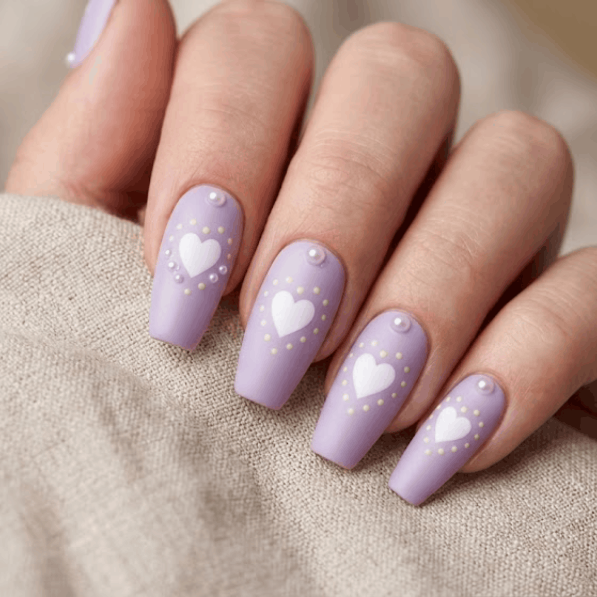 Pastel Lavender with White Heart Stamping
