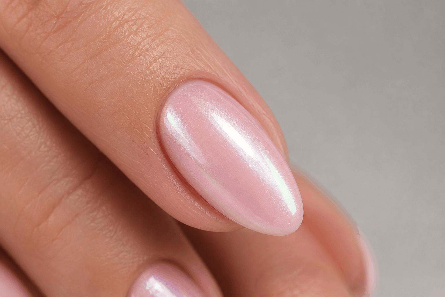 Glossy Pastel Nails with Subtle Sparkle