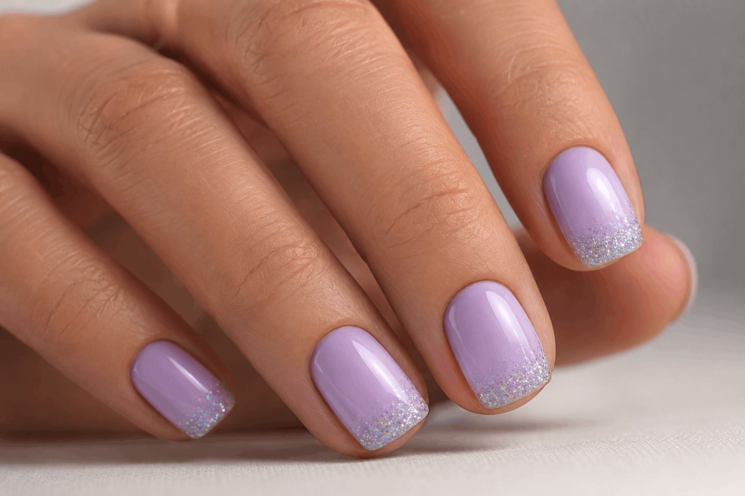 Glossy Pastel Nails with Subtle Sparkle