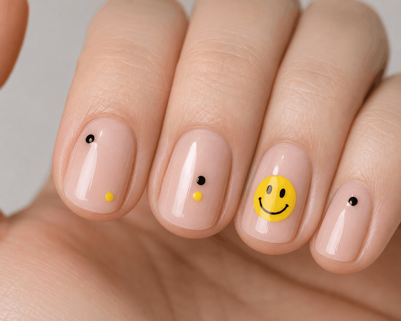 3 Cute Smiley Face Nail Designs Perfect for Short Natural Nails