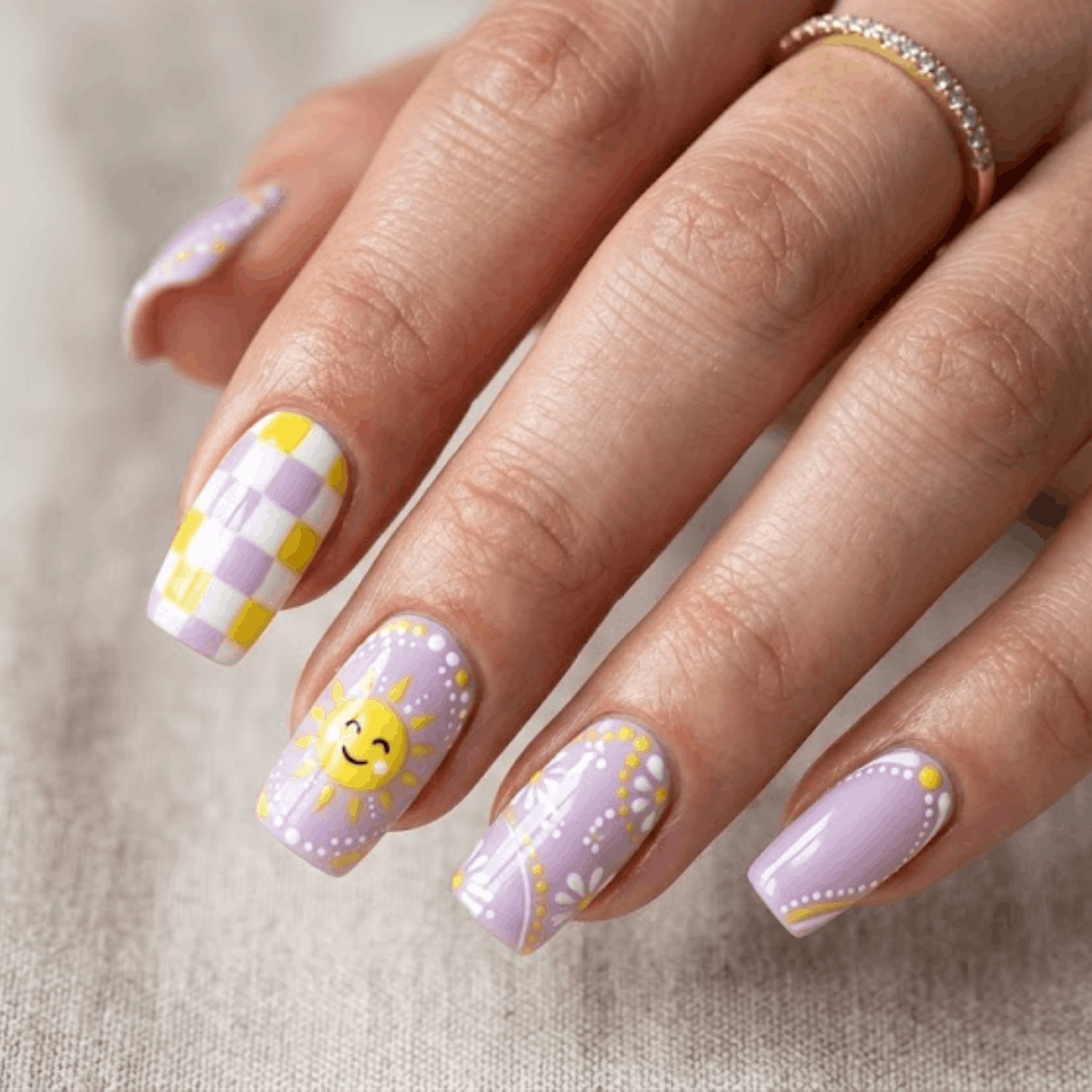 4 Pastel Rainbow & Smiley Face Nail Ideas for School Days