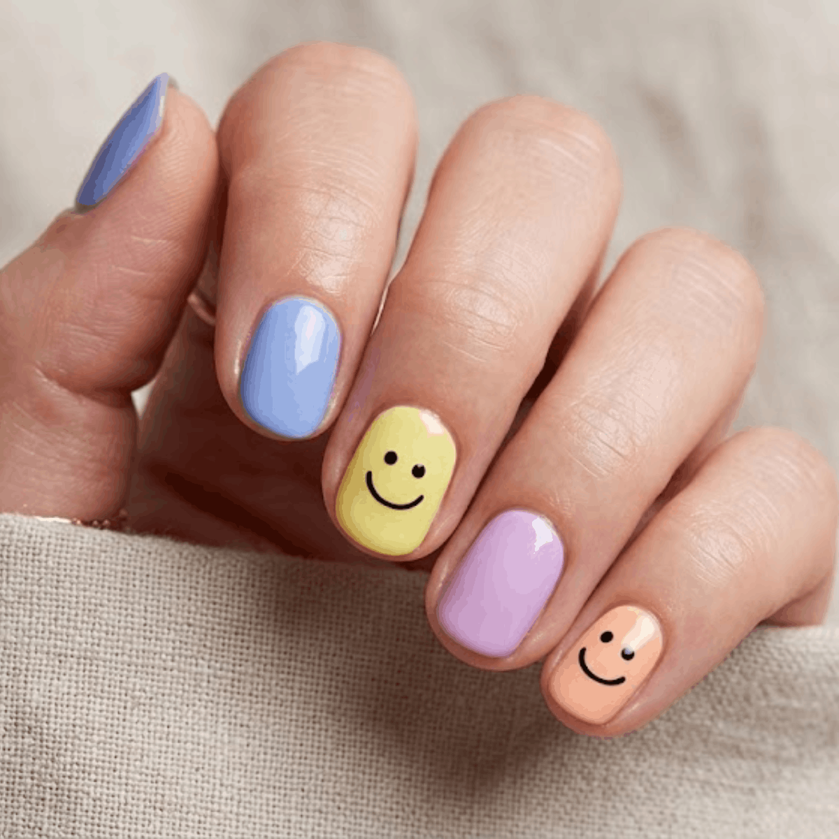 Solid Pastels with Alternate Smiley Faces