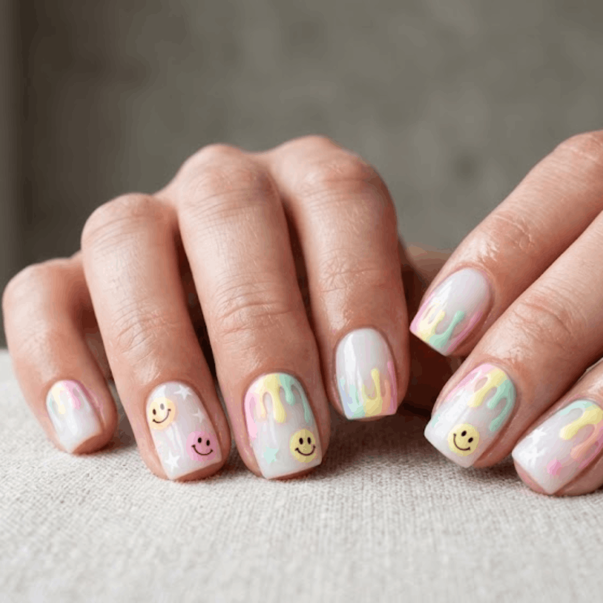 Pastel Rainbow Drip & Smiles