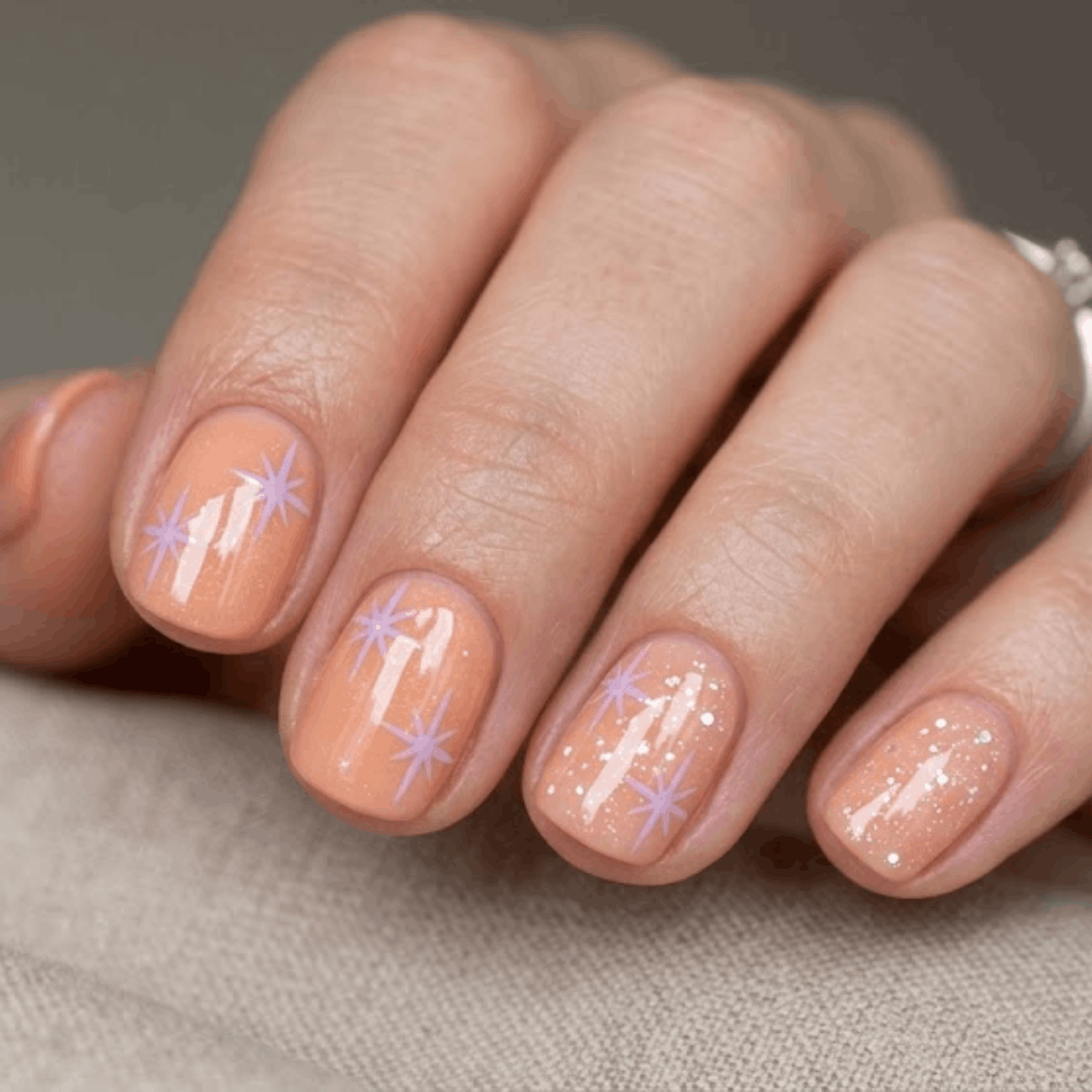 Peach Gloss with Shimmer Stars