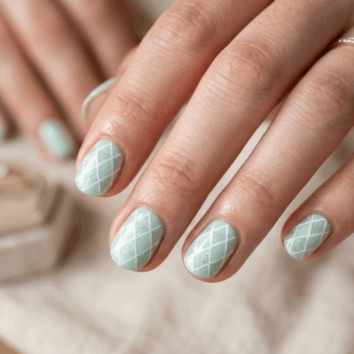 Soft Mint Argyle Shimmer