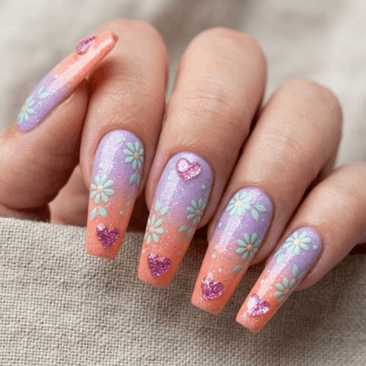 Sunset Daisy & Heart Fusion