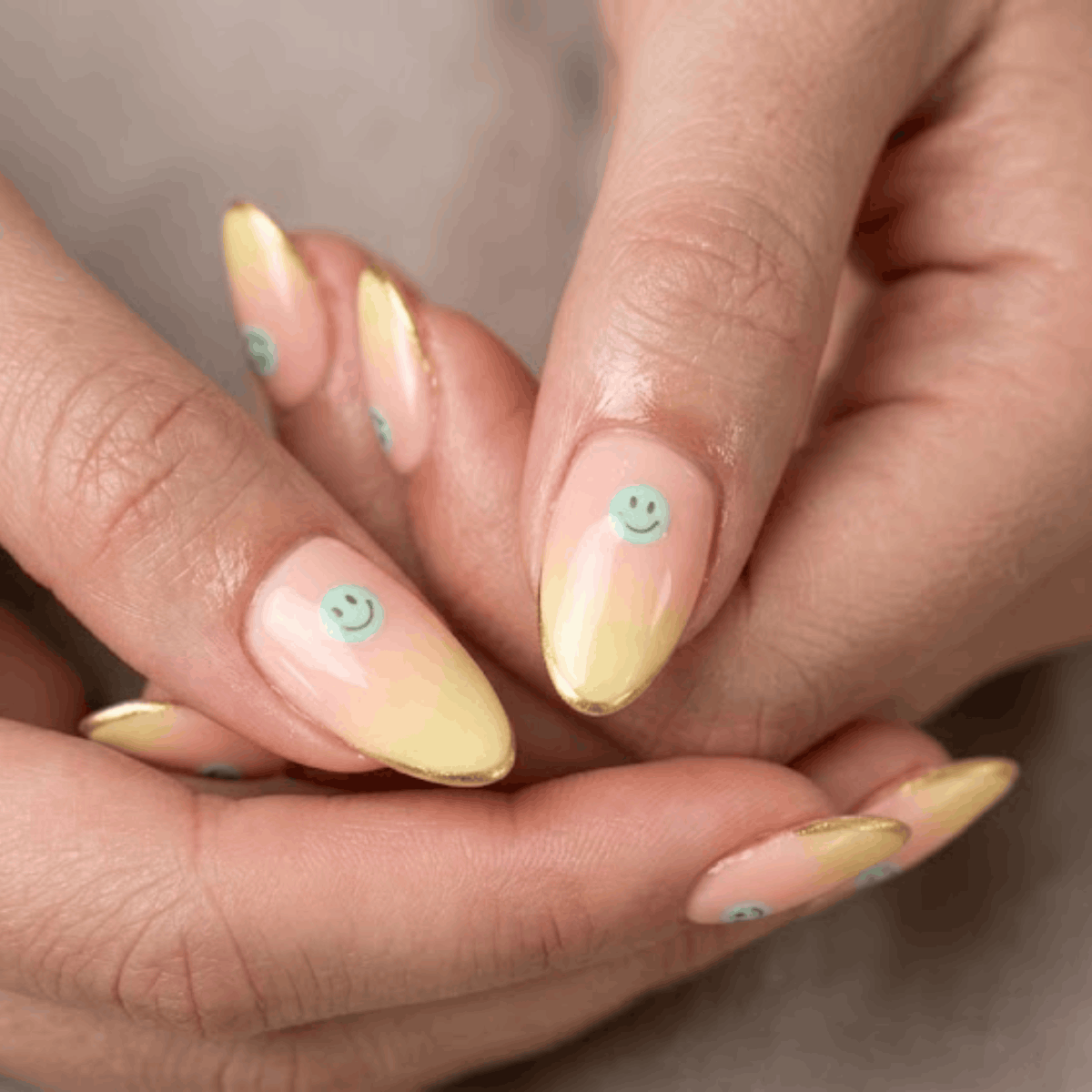 Pastel Rainbow & Smiley Face Nails