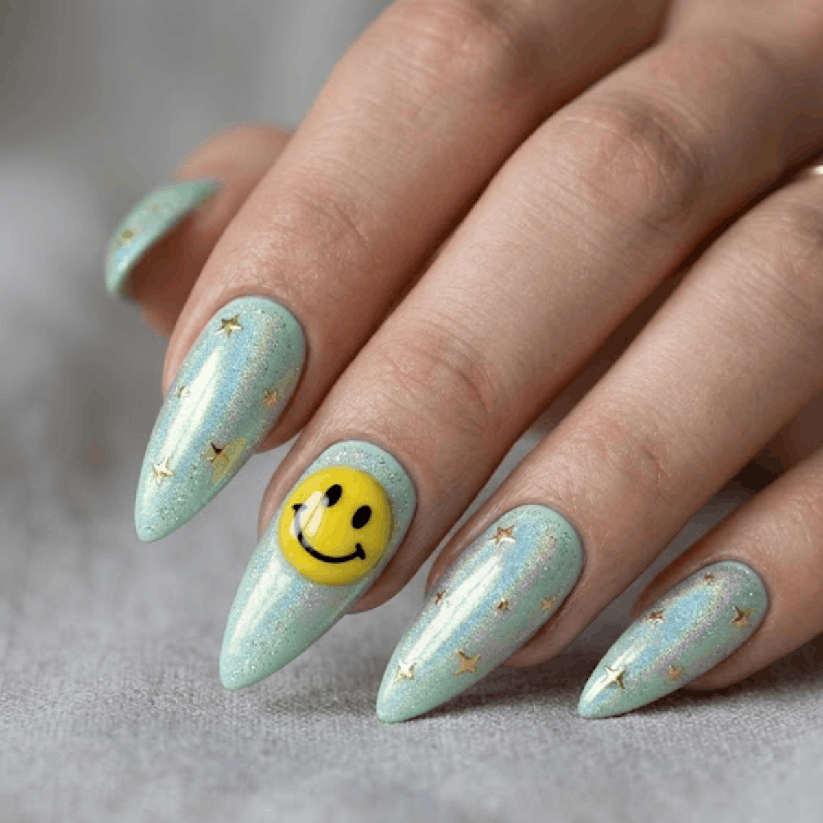 3 Cute Celebration Nails for Girls Featuring Smiley Faces